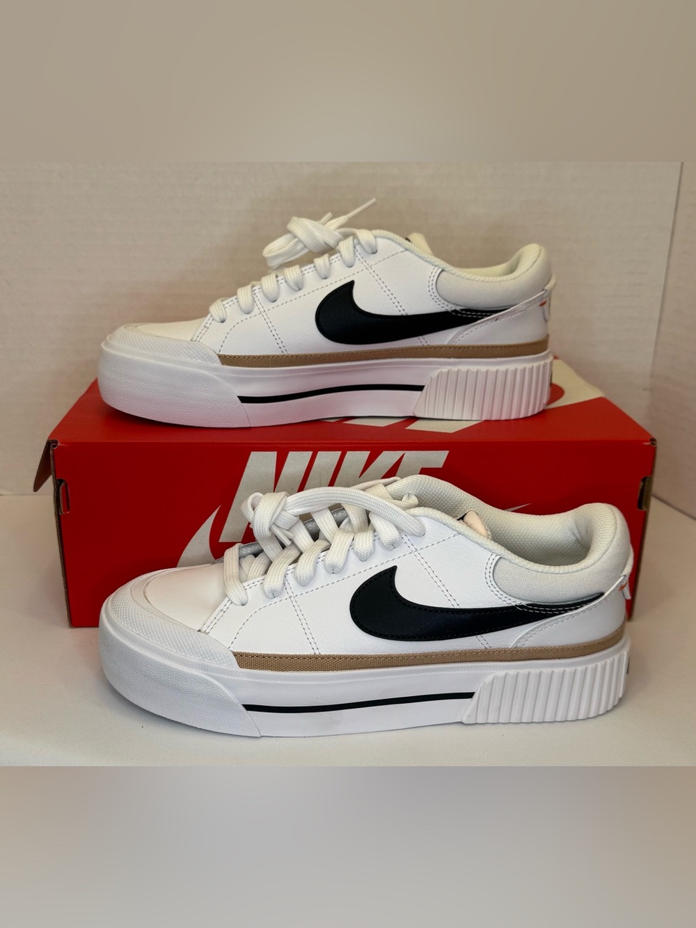Nike Court Legacy Lift Women’s Platform Sneakers White/Black-Hemp